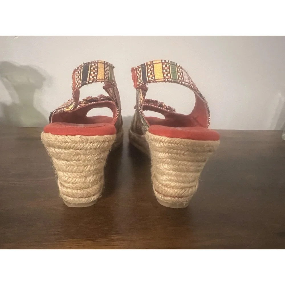 Naturalizer Espadrille Wedge Sandals Multicolor Woven Peep Toe Comfort‎  7M